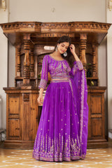 Alluring Sequence Work Purple Color Lehenga Choli