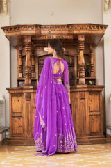 Alluring Sequence Work Purple Color Lehenga Choli