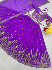 Alluring Sequence Work Purple Color Lehenga Choli