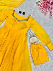 Lovely Yellow Color Georgette Anarkali Gown