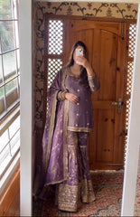 Flattering Lavender Color Heavy Sequence Work Sharara Suit