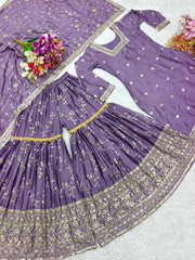 Flattering Lavender Color Heavy Sequence Work Sharara Suit