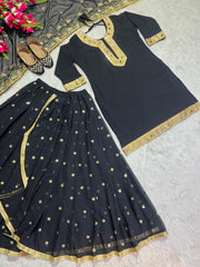 Georgette Sequence Work Black Lehenga Suit