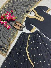 Georgette Sequence Work Black Lehenga Suit