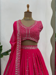 Wedding Wear Georgette Heavy Work Pink Color Lehenga Choli