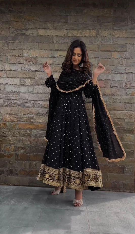 Fantastic Black Color Sequence Work Anarkali Suit