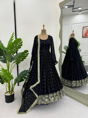 Fantastic Black Color Sequence Work Anarkali Suit