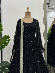 Fantastic Black Color Sequence Work Anarkali Suit