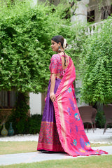 Gorgeous Purple Color Meenakari With Foil Print Dola Silk Lehenga Choli