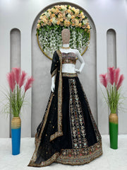 Outstanding Embroidery Work Black Color Lehenga Choli