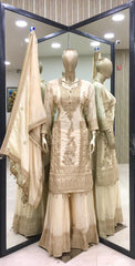 Attractive Embroidery Work Cream Color Sharara Suit