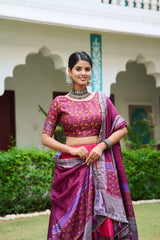 Gorgeous Tussar Silk Pink Color Lehenga Choli