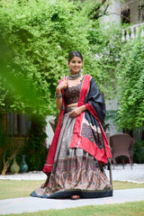 Gorgeous Tussar Silk Grey Color Lehenga Choli