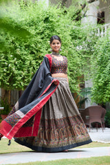 Gorgeous Tussar Silk Grey Color Lehenga Choli