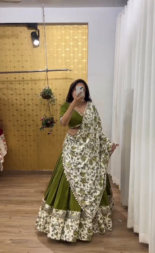 Digital Print With Work Green Festive Wear Lehenga Choli