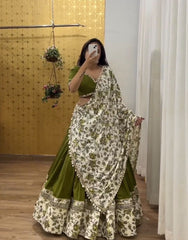 Digital Print With Work Green Festive Wear Lehenga Choli