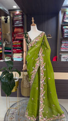 Superhit Jimmy Chu Heavy Sequence Work Green Color Saree