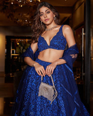 Demanding Sequence Work Blue Color Party Wear Lehenga Choli