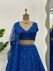 Demanding Sequence Work Blue Color Party Wear Lehenga Choli