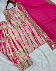 Digital Print Pink Color Mirror Work Patiala Suit