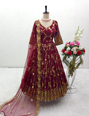 Gorgeous Embroidery Red Color Full Sequence Work Anarkali Suit