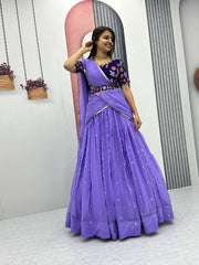 Exotic Georgette Purple Color Sequence Work Lehenga Choli