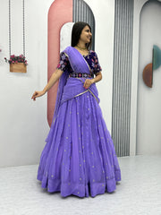 Exotic Georgette Purple Color Sequence Work Lehenga Choli