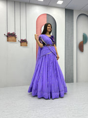 Exotic Georgette Purple Color Sequence Work Lehenga Choli