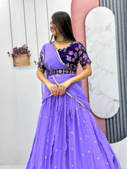 Exotic Georgette Purple Color Sequence Work Lehenga Choli