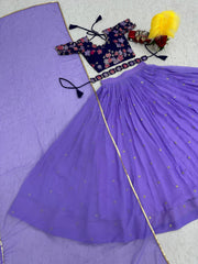 Exotic Georgette Purple Color Sequence Work Lehenga Choli