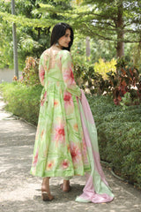 Classic Muslin Green Color Amazing Flower Printed Anarkali Suit