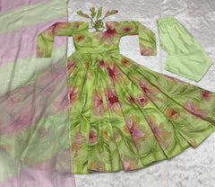 Classic Muslin Green Color Amazing Flower Printed Anarkali Suit