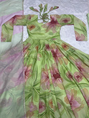 Classic Muslin Green Color Amazing Flower Printed Anarkali Suit