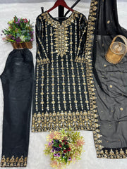 Trendy Jimmy Chu Silk Sequence Work Black Color Salwar Suit