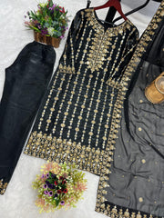 Trendy Jimmy Chu Silk Sequence Work Black Color Salwar Suit