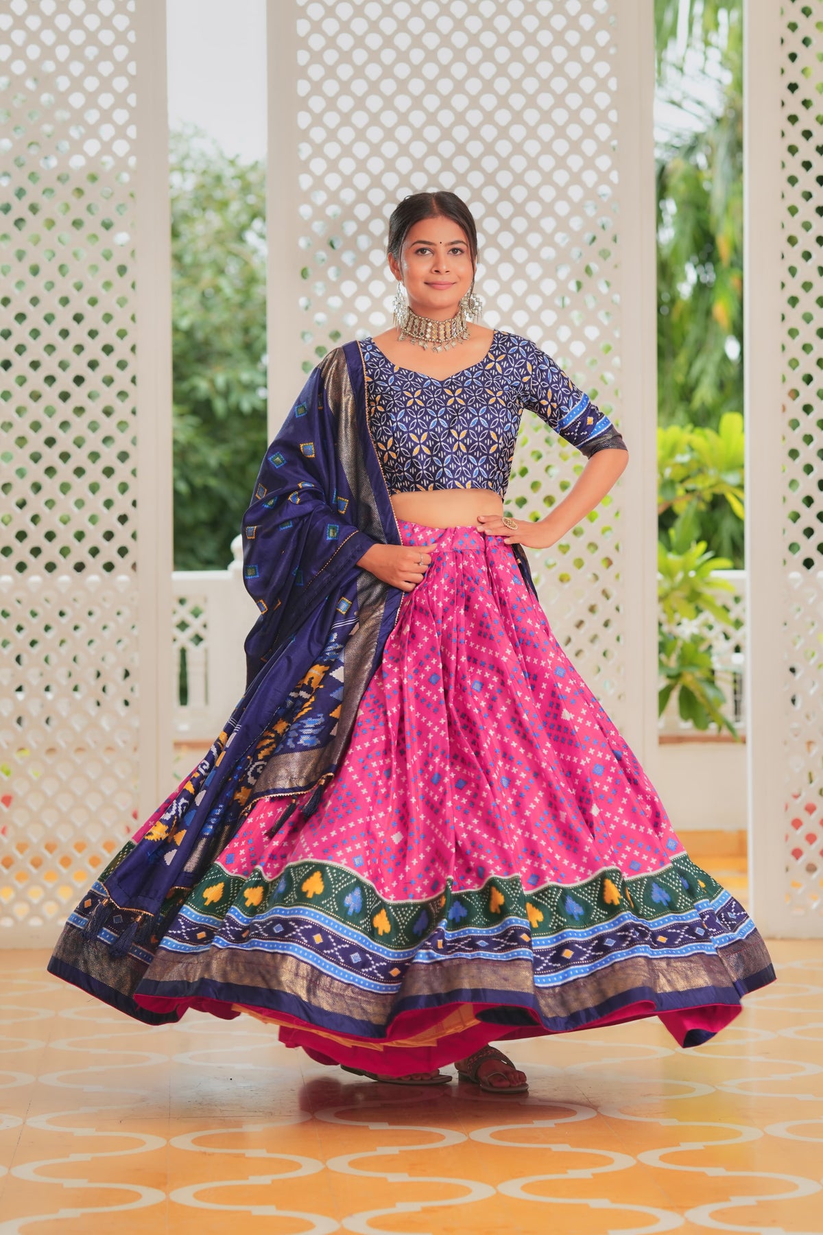 Charming Silk Minakari With Foil Print Pink Color Lehenga Choli