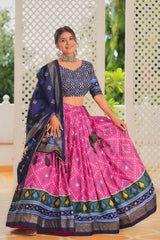 Charming Silk Minakari With Foil Print Pink Color Lehenga Choli