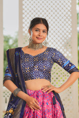 Charming Silk Minakari With Foil Print Pink Color Lehenga Choli