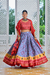 Charming Silk Minakari With Foil Print Sky Blue Color Lehenga Choli