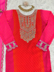 Fashionable Digital Print With Mirror Work Pink Color Salwar Suit