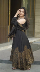 Blissful Embroidery Work Black Color Anarkali Gown