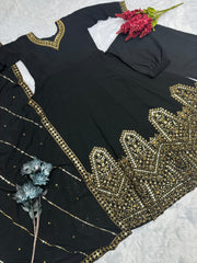 Blissful Embroidery Work Black Color Anarkali Gown