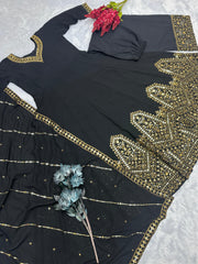 Blissful Embroidery Work Black Color Anarkali Gown