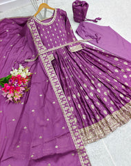 Beautiful Heavy Embroidery With Sequence Work Anarkali Gown