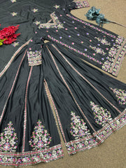 Exclusive Black Color Multi Thread Work Superhit Sharara Suit