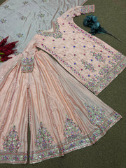 Exclusive Peach Color Multi Thread Work Superhit Sharara Suit