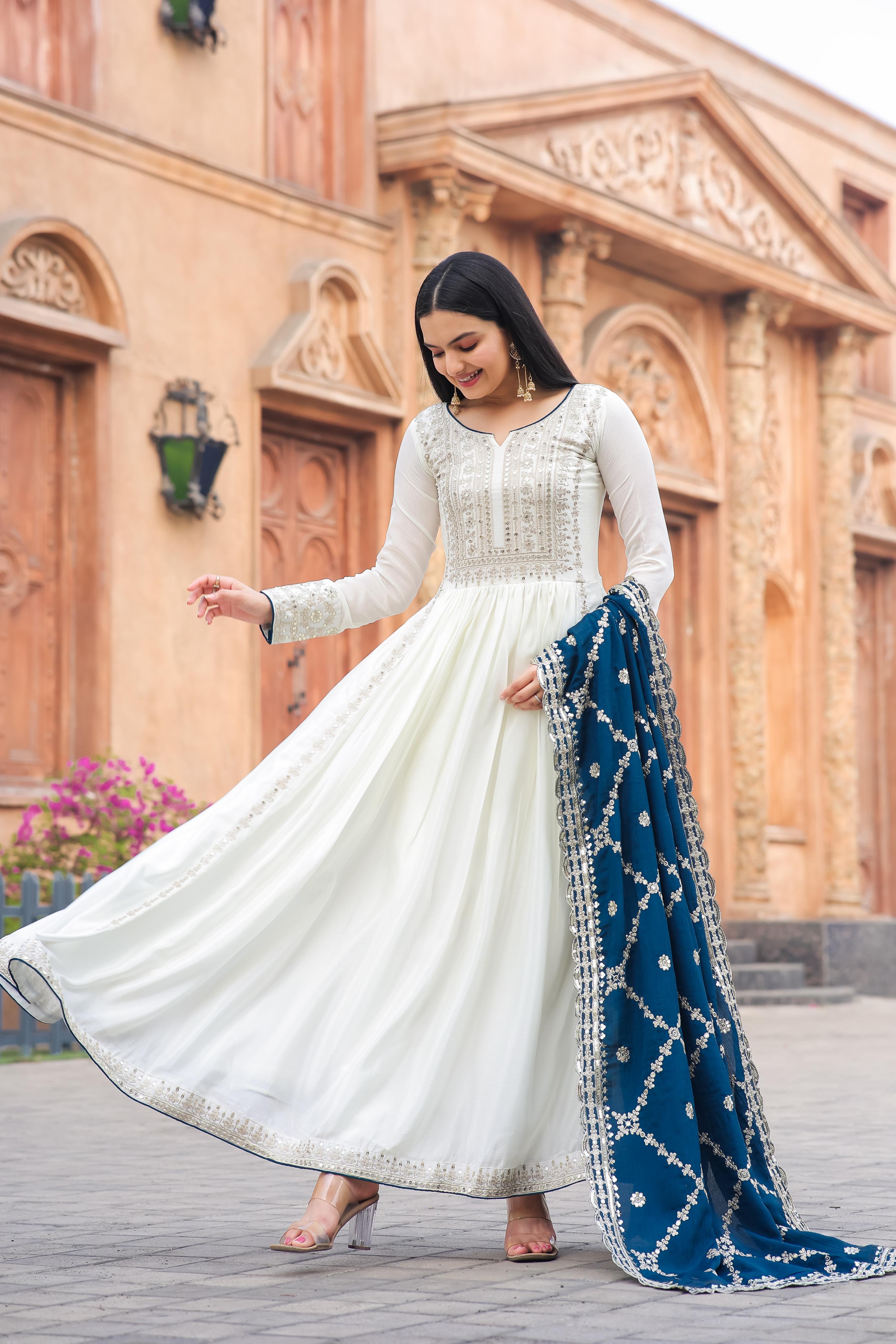 Western White Colour Dress For Ladies Sharara Suit White Colour Ki Dress Elegant White Color Georgette Western White Colour Dress For Ladies Sharara Suit White Colour Ki Dress Elegant White Color Georgette