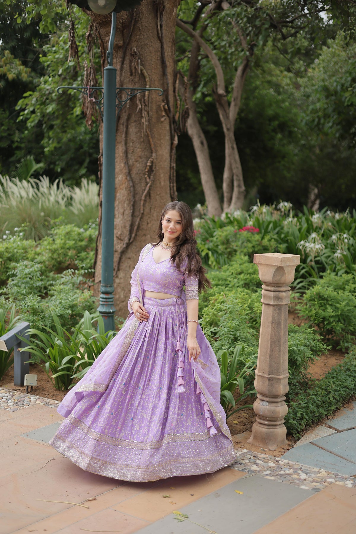 Captivating Lavender Color Embroidered Work Lehengha Choli