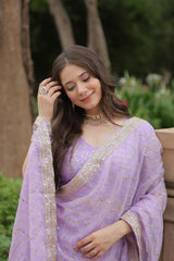 Captivating Lavender Color Embroidered Work Lehengha Choli