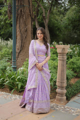 Captivating Lavender Color Embroidered Work Lehengha Choli